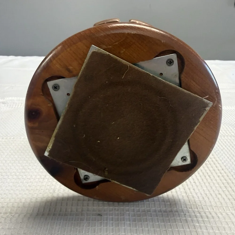 Vintage Mid‎ Century Modern Lazy Susan Revolving Walnut 2 Tier 24 Ct Pipe Stand